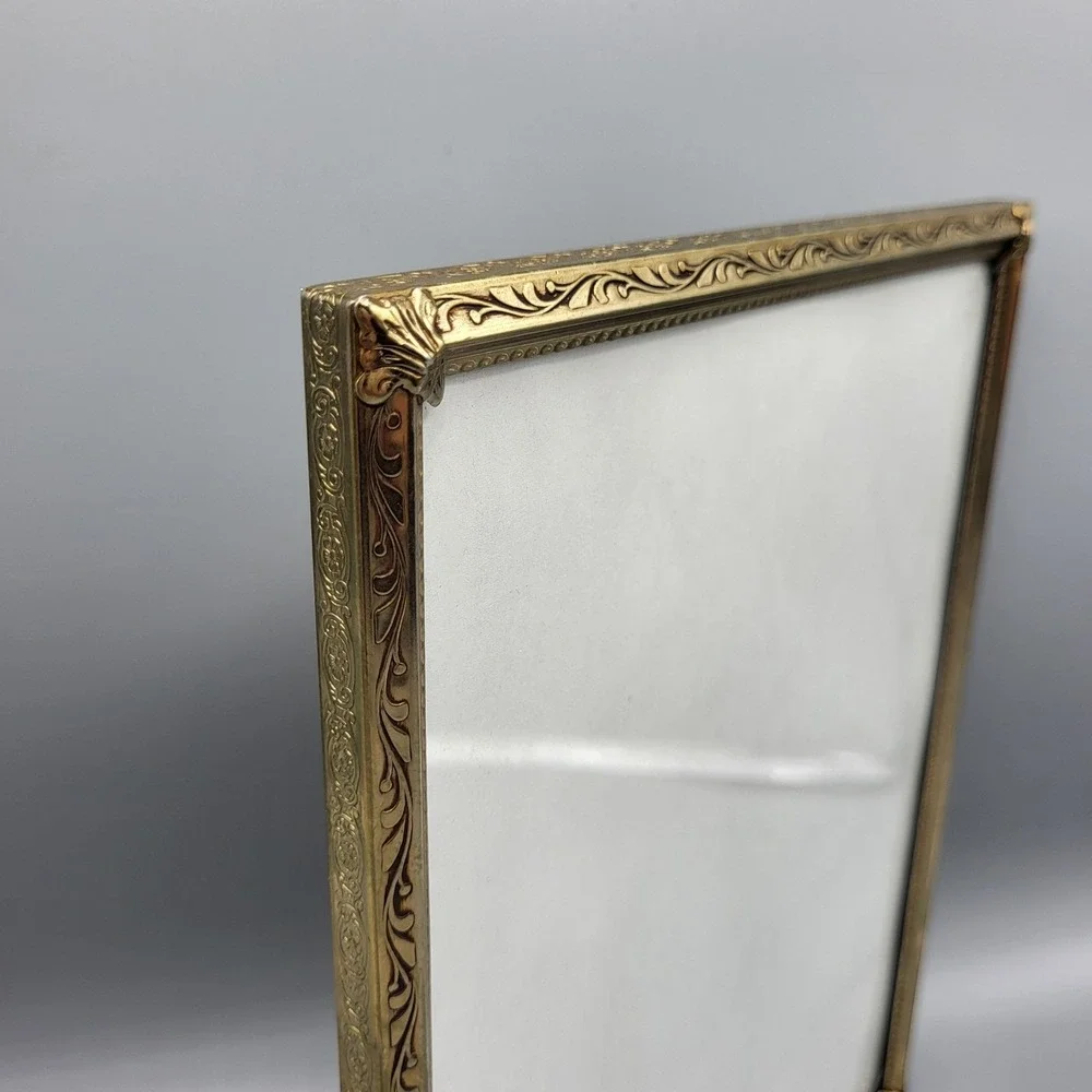 Vintage Picture Frame 8x10 Ornate Filigree Scrollwork Gold Tone Shelf Decor
